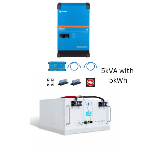 Victron MultiPlus-II 5KVA, Freedom Won E-Tower e5000 LiFePO4 battery Bundle Kit