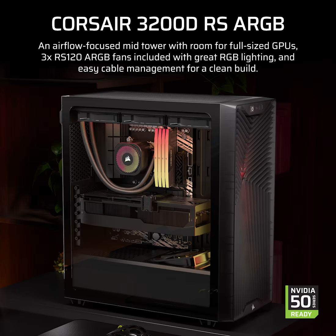 3200D RS Mid-Tower Case 3x RS120 fans incl - Black - view 4