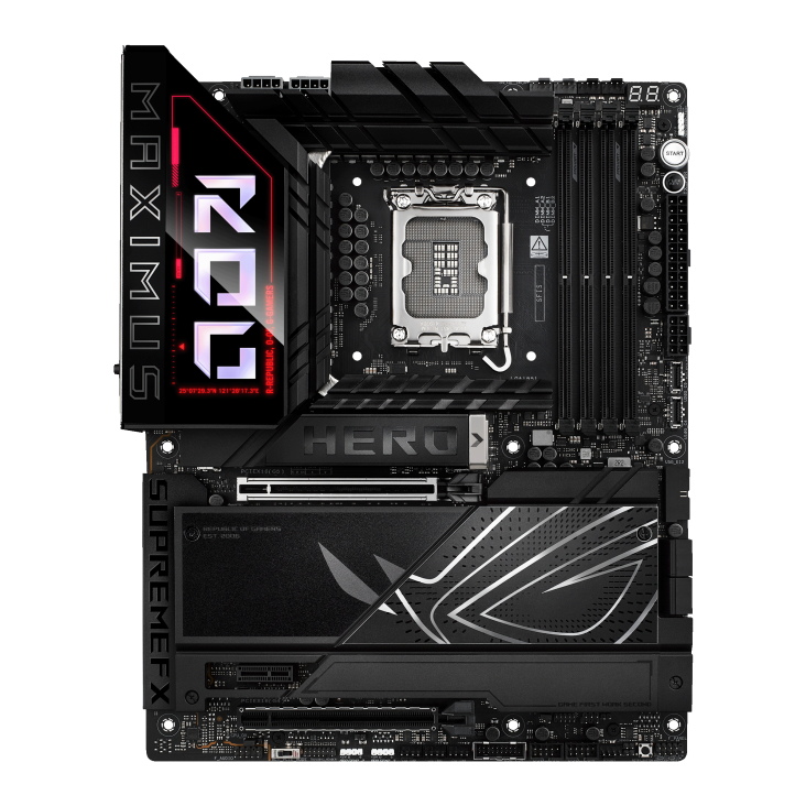 ASUS ROG MAXIMUS Z890 HERO LGA 1851 motherboard with DDR5 and advanced cooling for high-end gaming and overclocking builds