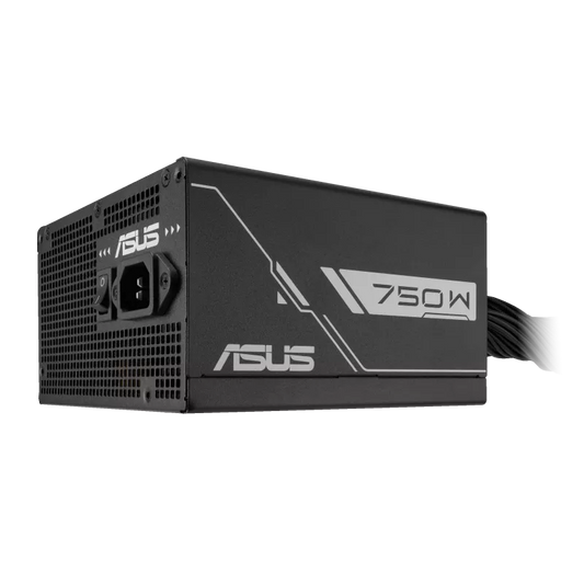 ASUS Prime 750W Bronze power supply unit in black, featuring 80 Plus Bronze efficiency, durable cooling fan, and reliable performance for gaming and workstation PCs.
