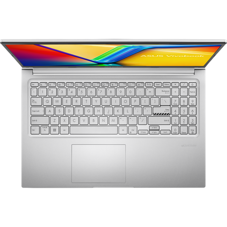 “ASUS Vivobook 15 open laptop top view showing full keyboard, numeric keypad, and precision touchpad – 8GB RAM model”