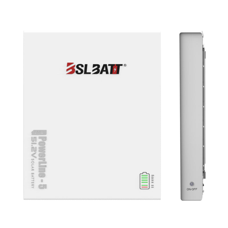 BSLBATT PowerLine-5 51.2V 100Ah LiFePO4 Lithium Solar Battery | Wall-Mounted LiFePO4 Energy Storage for Home and Commercial Solar Systems | Renewable energy storage | Off-grid solar battery
