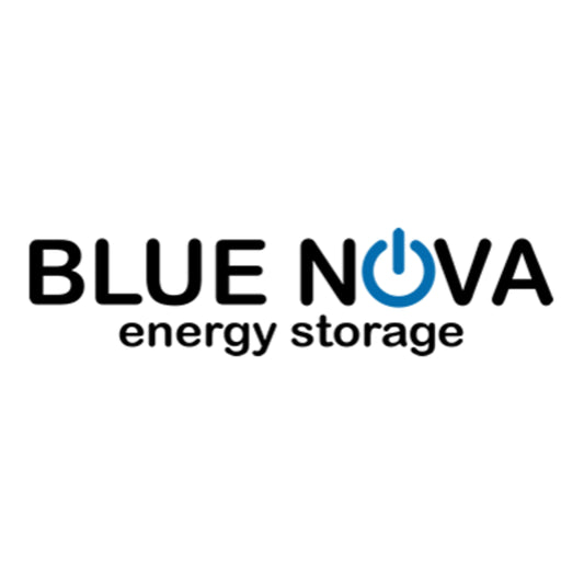 Blue Nova energy storage logo on a white background
