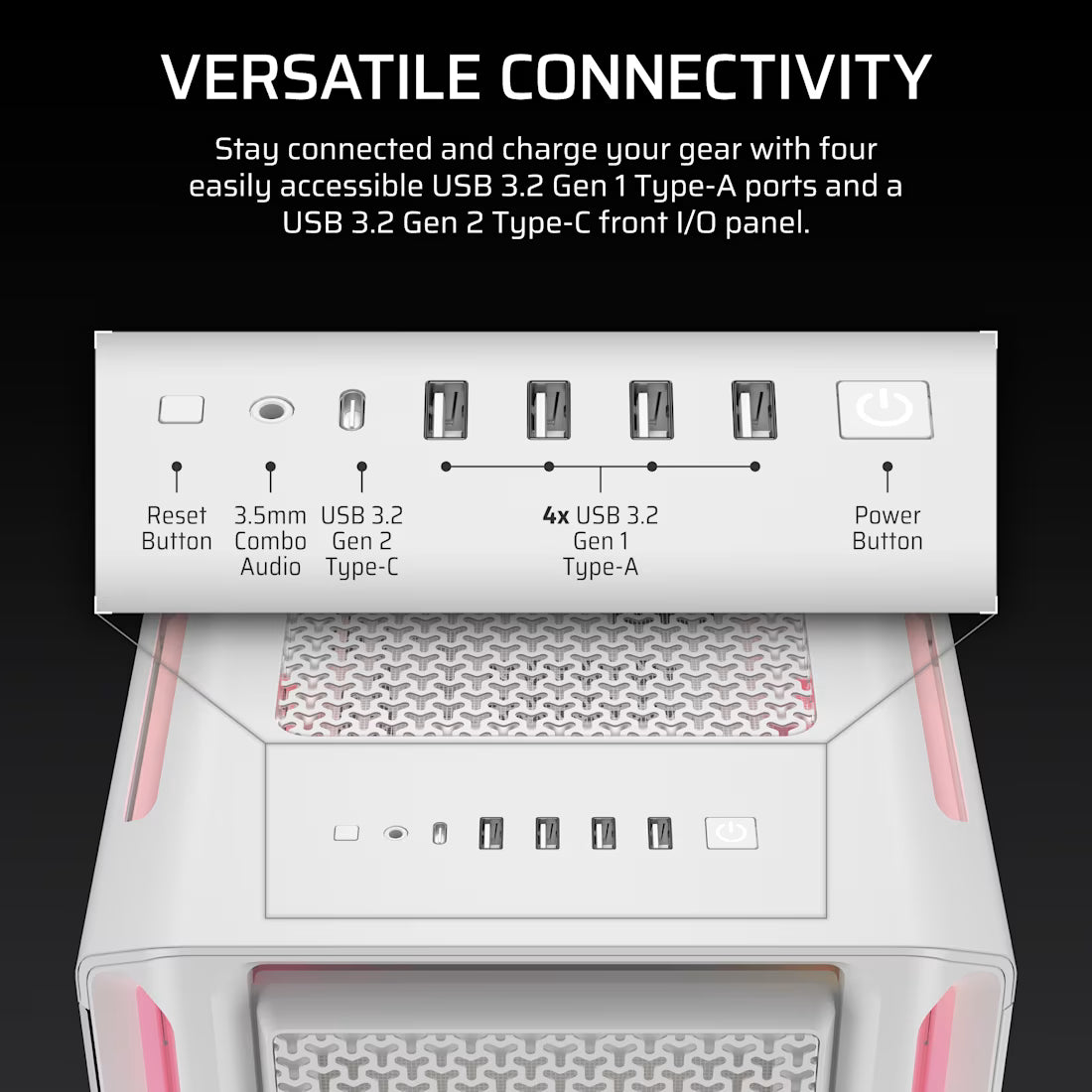 Corsair iCUE LINK 5000T LX RGB white mid tower PC case with tempered glass high airflow gaming chassis