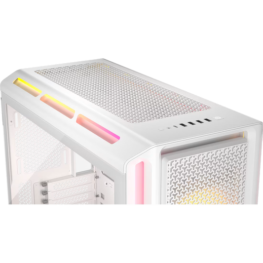 Corsair iCUE LINK 5000T LX RGB white mid tower PC case with tempered glass high airflow gaming chassis