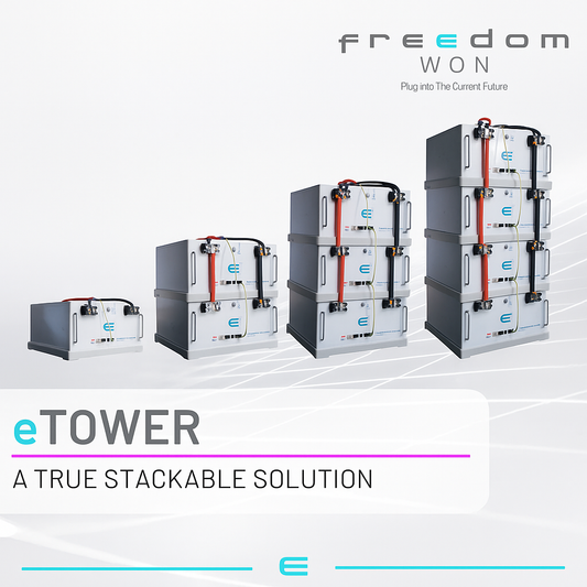 Victron MultiPlus-II 5KVA, 2x Freedom Won E-Tower e5000 LiFePO4 battery Bundle Kit