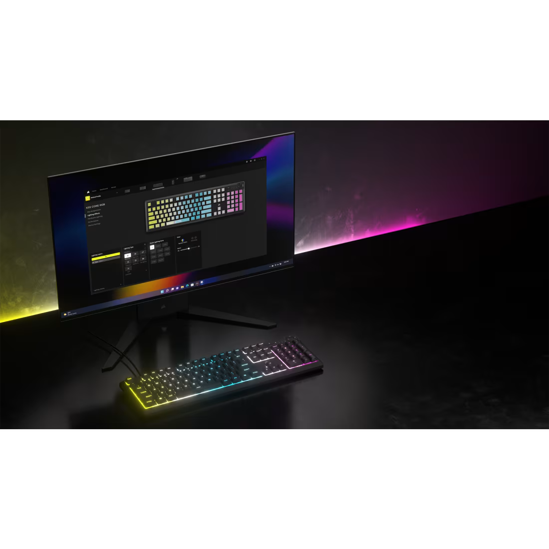 Corsair K55 CORE RGB gaming keyboard black wired keyboard with customizable RGB lighting