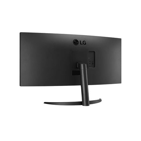 Back of LG UltraWide 34WR50QK monitor with ports and VESA wall mount compatibility