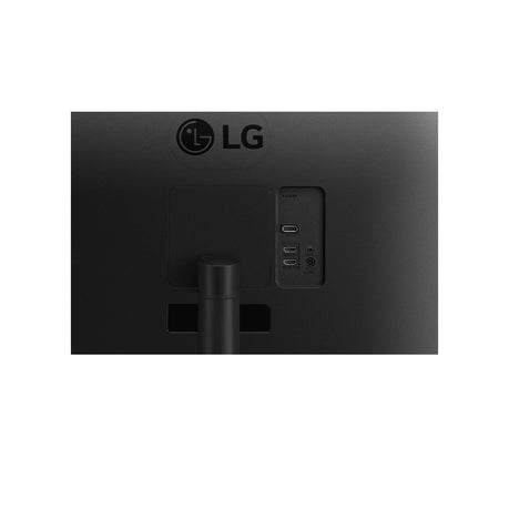 Back of LG UltraWide 34WR50QK monitor with ports and VESA wall mount compatibility
