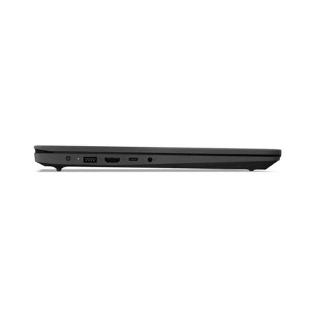 Left view of Lenovo V15 G4 AMD Ryzen 3 256GB SSD 8GB RAM laptop powered by Windows 11, featuring 15.6-inch screen, sleek black body, and modern keyboard layout.
