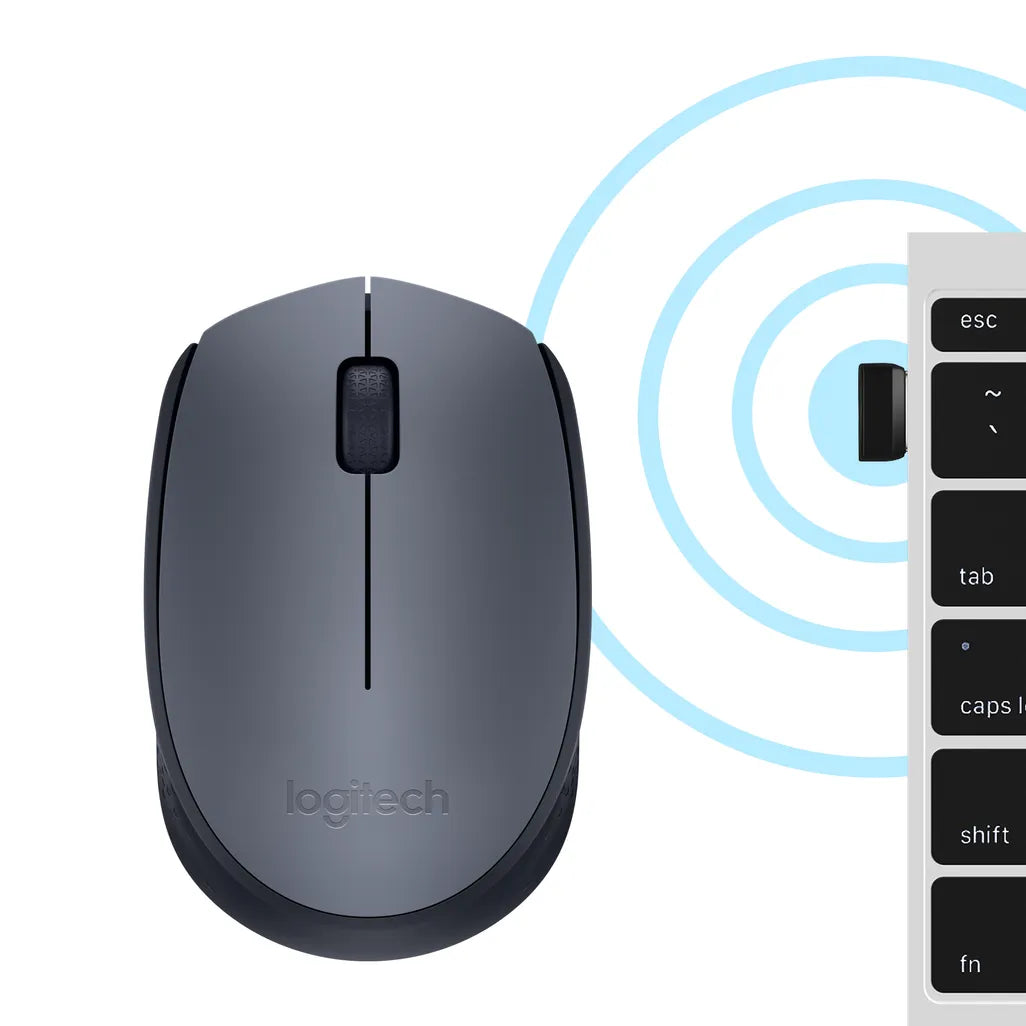Logitech M170 Wireless Mouse (Grey) with USB nano receiver for plug-and-play wireless connection