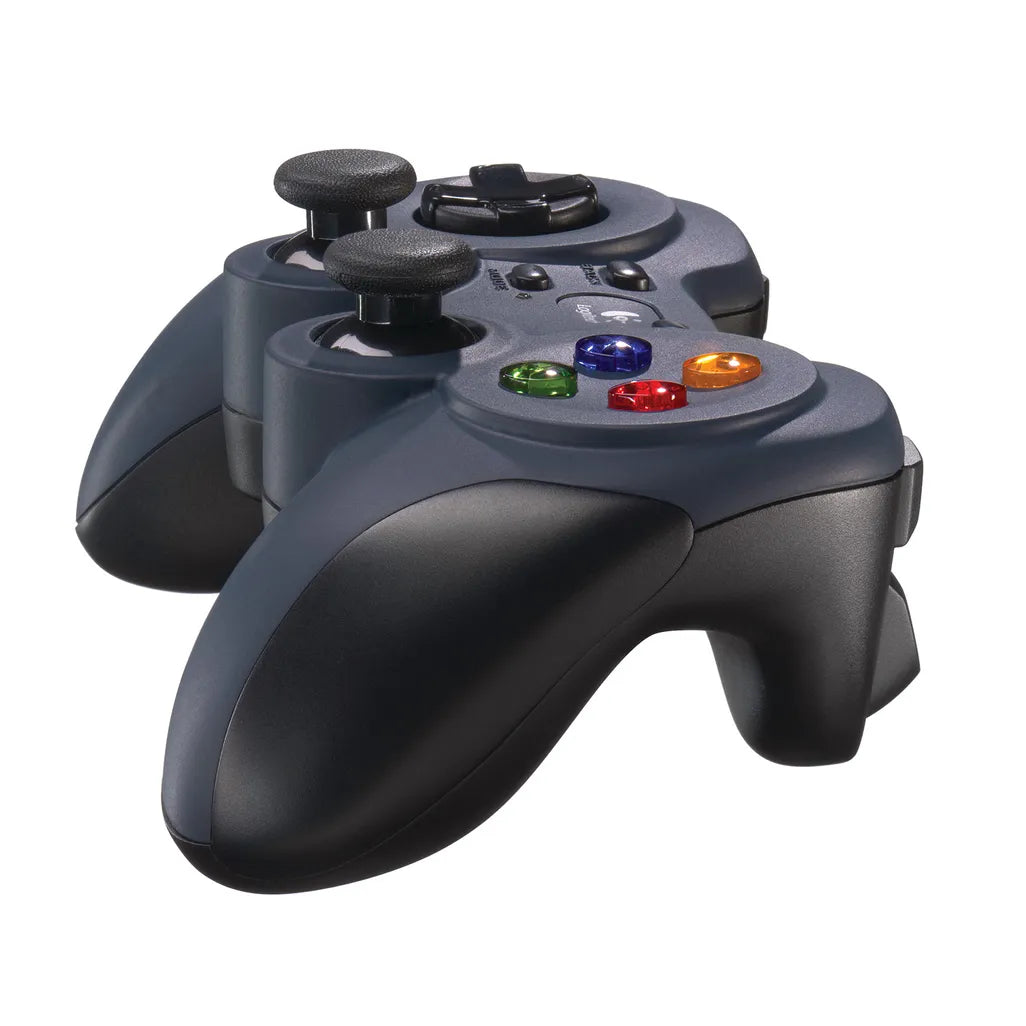 Side profile of Logitech F310 Gamepad highlighting curved ergonomic grips