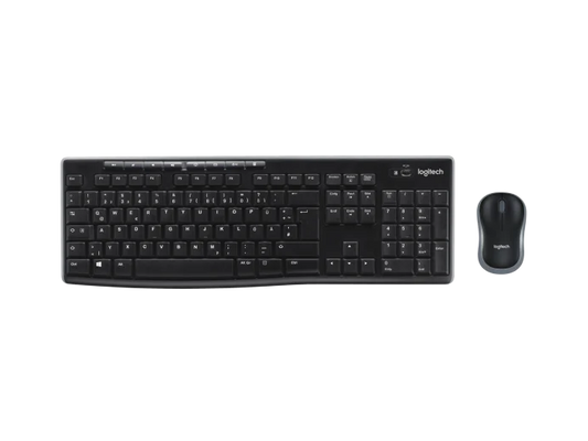 Logitech MK270 Wireless Keyboard and Mouse Combo with full-size keyboard and optical mouse in black