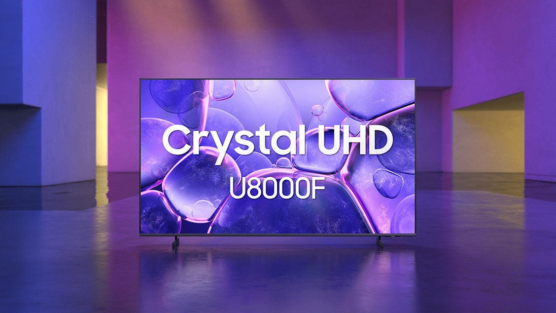 Samsung UA85U8000 85-inch Crystal UHD 4K Smart TV displayed in a modern living room setup