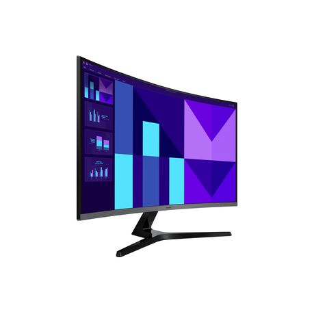 Angled side view showing the 1500R curvature of the Samsung 32-inch curved monitor.