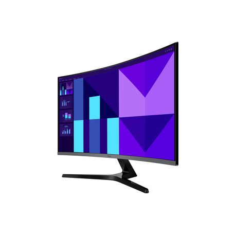 Angled side view showing the 1500R curvature of the Samsung 32-inch curved monitor.