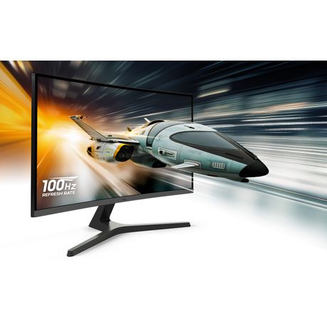 Samsung 32-inch Curved Monitor displaying vibrant Full HD visuals in gaming mode.
