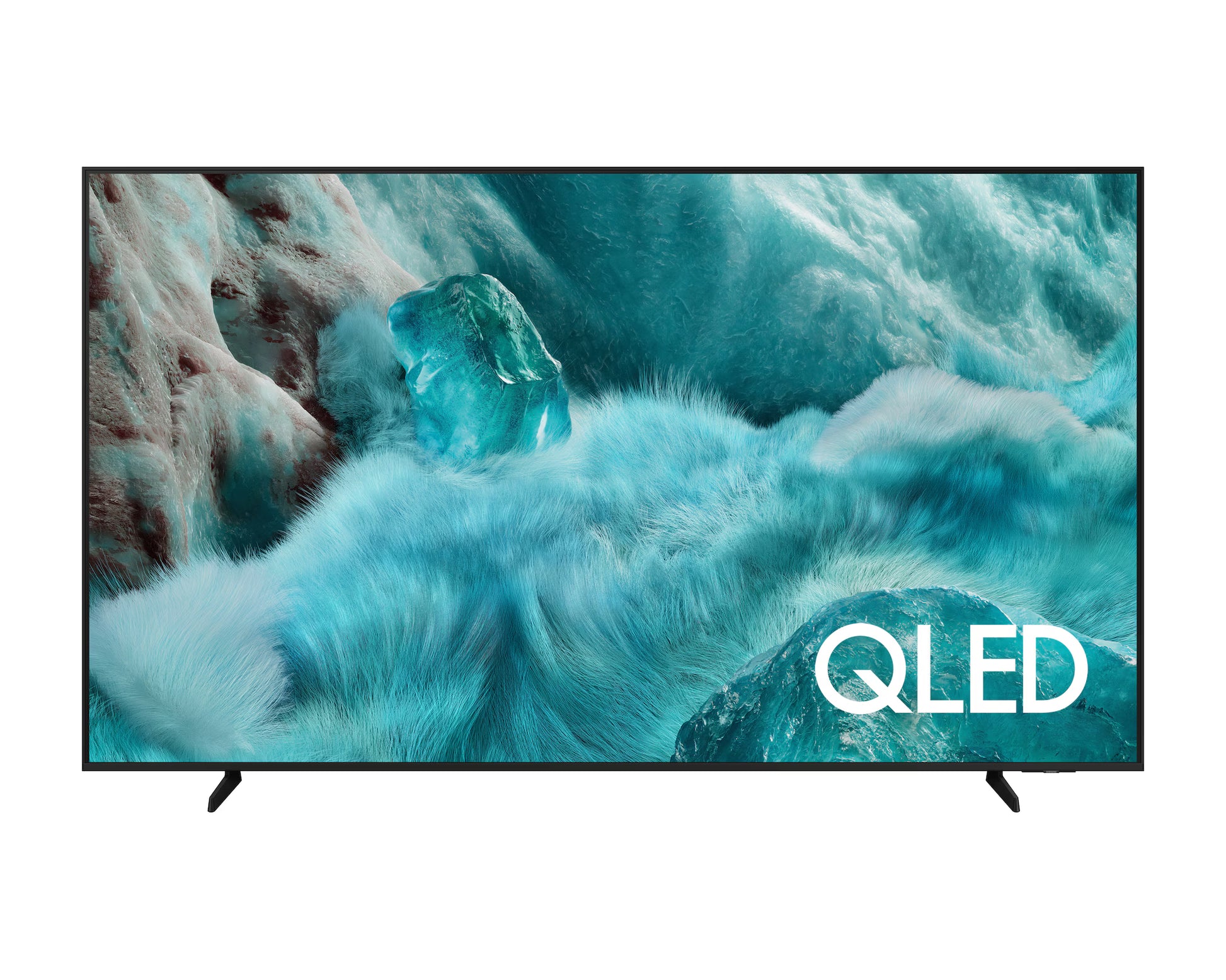 Front view of Samsung QA65Q7F 65-inch QLED 4K Smart TV with vibrant display on screen