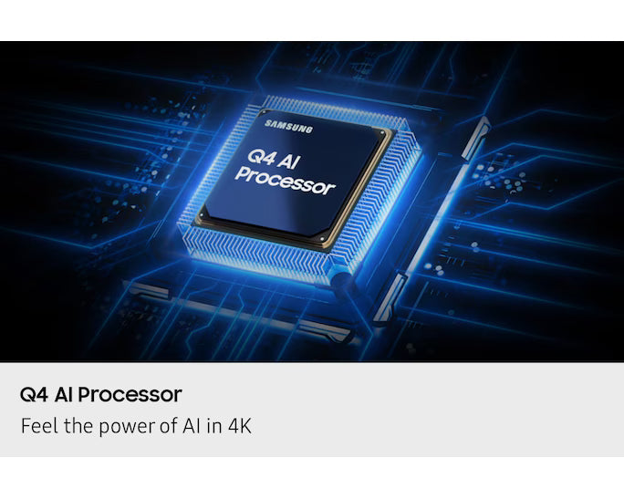 Close-up view of Samsung Q4 AI Processor showcasing advanced 4K processing technology for QLED TV