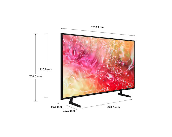 Side profile of Samsung UA55DU7000 55-inch 4K UHD Smart TV showing sleek and modern design