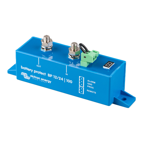 Side profile of Victron BatteryProtect 12/24V-100A showing compact and durable design