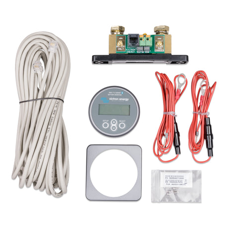 Victron BMV-712 Smart Battery Monitor with included shunt, cables, and mounting accessories