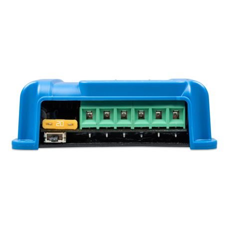 Victron BlueSolar MPPT 75/10 solar charge controller front view showing display and terminal ports