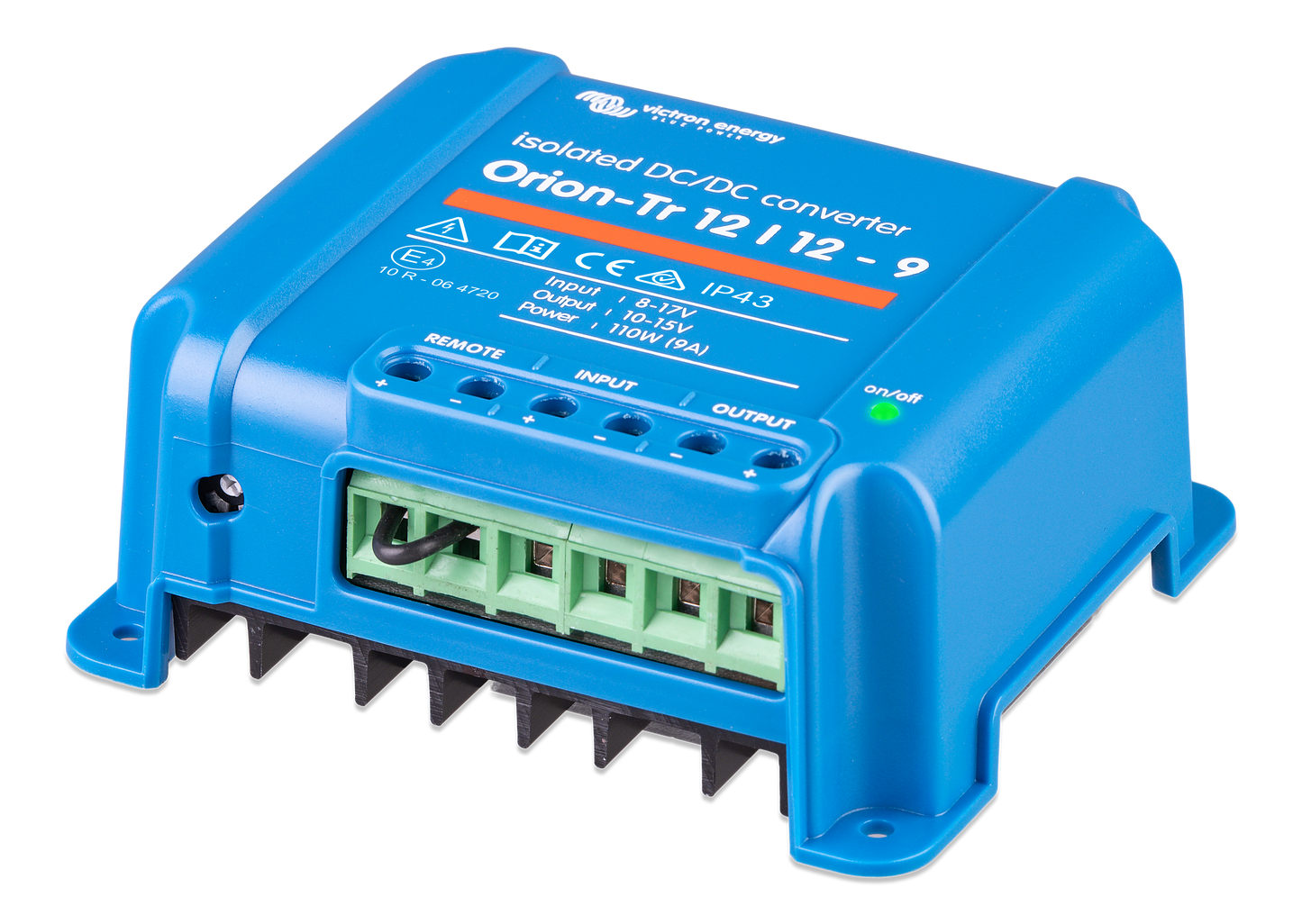 âSide view of Victron Orion 12/12-9A DC-DC charger with screw terminals for easy installationâ
âSlim side profile of Victron Energy Orion 12/12-9A 110W charger for vehicles and marine battery setupsâ