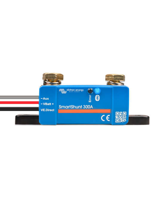 Victron SmartShunt IP65 300A IP65 front view showing compact design with Bluetooth-enabled battery monitor