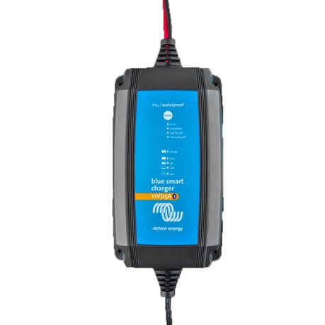 Victron Blue Smart IP65 Charger 12/25 front view showing compact, professional design