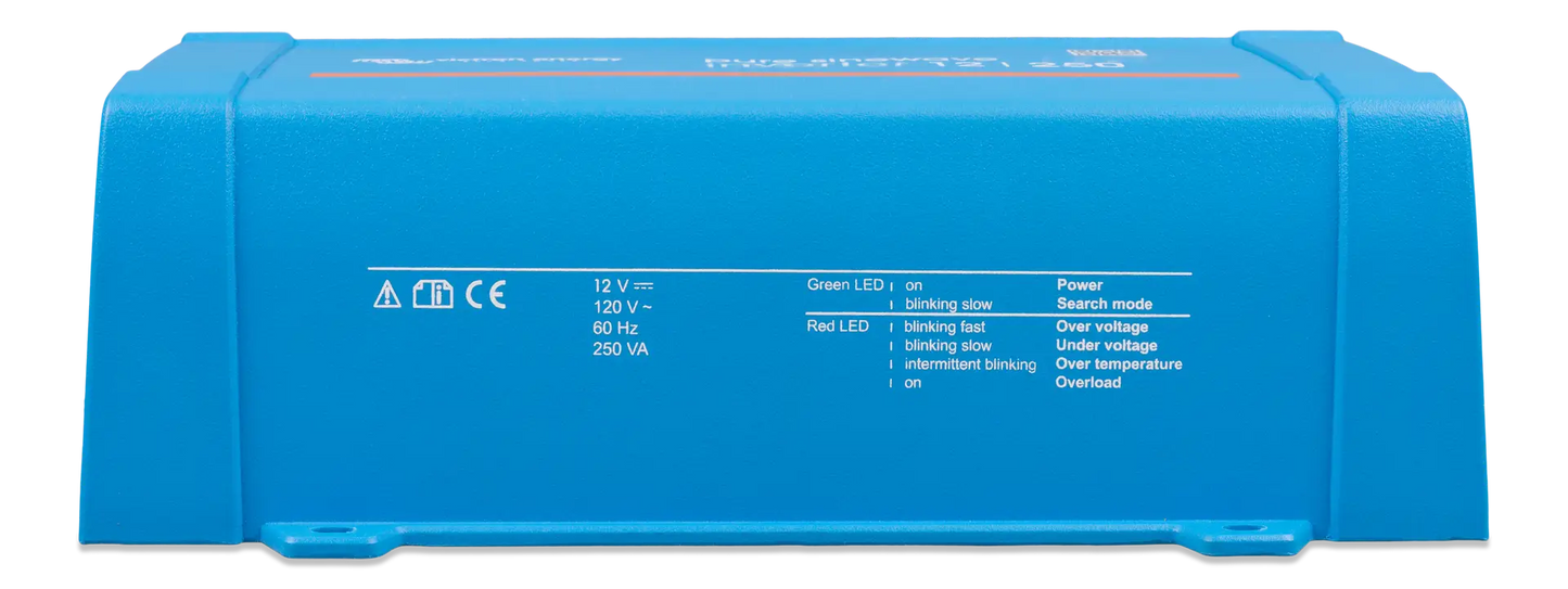 Victron Pure Sinewave Phoenix Inverter 12/250 230V VE.Direct IEC label close-up