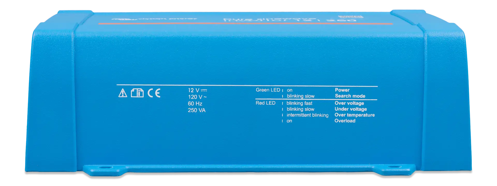 Victron Pure Sinewave Phoenix Inverter 12/250 230V VE.Direct IEC label close-up