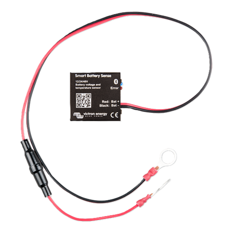 Side profile of Victron Smart Battery Sense showing compact design and connection terminals