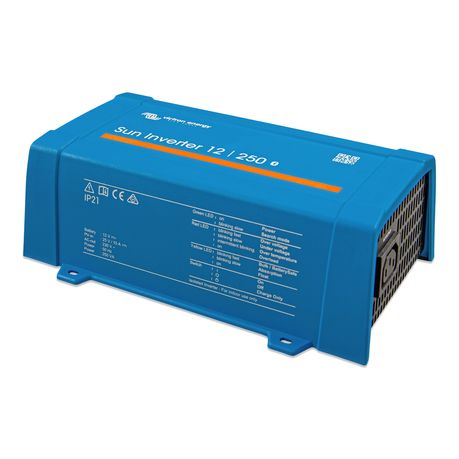 Side profile of Victron Sun Inverter 12/250 IEC-320 showing ventilation and durable aluminum housing