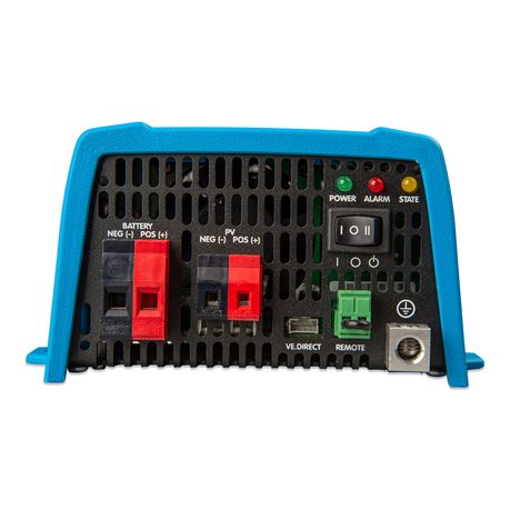 Close-up of Victron Sun Inverter 12/250 IEC-320 showing AC outlet and DC input terminals