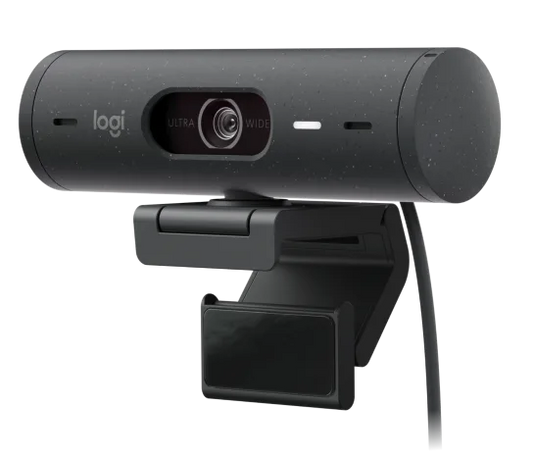 Logitech Brio 500 Webcam in graphite with 1080p Full HD video and built-in dual microphones