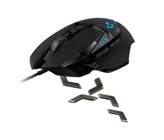 Logitech G502 HERO Gaming Mouse with HERO 25K sensor and programmable buttons in black