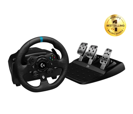 Logitech G923 Racing Wheel and Pedals with TRUEFORCE force feedback for realistic racing simulation