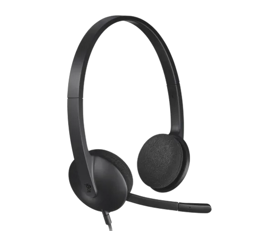 Logitech H340 USB Headset with padded ear cups and adjustable headband for comfort