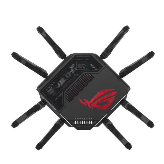 ASUS ROG Rapture GT-BE98 Wi-Fi 7 quad-band gaming router with AiMesh for ultra-fast wireless connectivity and low latency