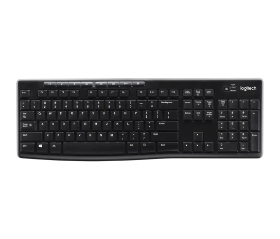 Logitech K270 Wireless Keyboard full-size black keyboard with number pad and media keys
