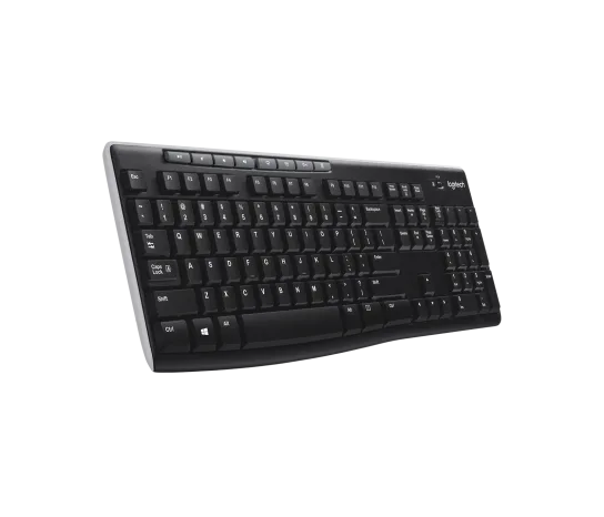 Side profile of Logitech K270 Wireless Keyboard showing slim design and low-profile keys