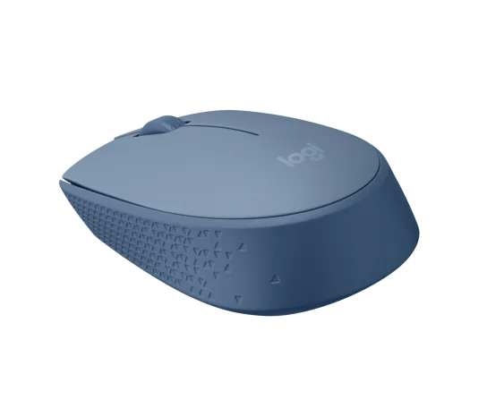 Side profile of Logitech M171 Wireless Mouse (Blue/Grey) showing contoured shape and comfortable grip