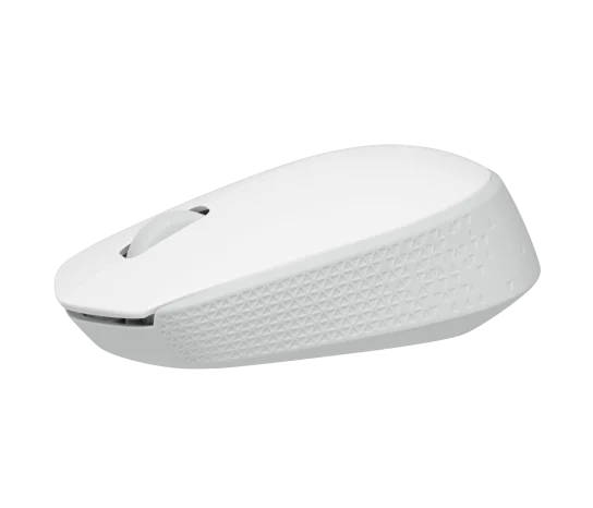 Side profile of Logitech M171 Wireless Mouse (White) showing contoured shape and comfortable grip