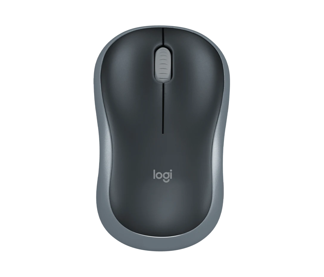 Logitech M185 wireless mouse with compact ergonomic design, featuring smooth tracking, reliable 2.4GHz wireless connectivity, and a plug-and-play USB receiver.