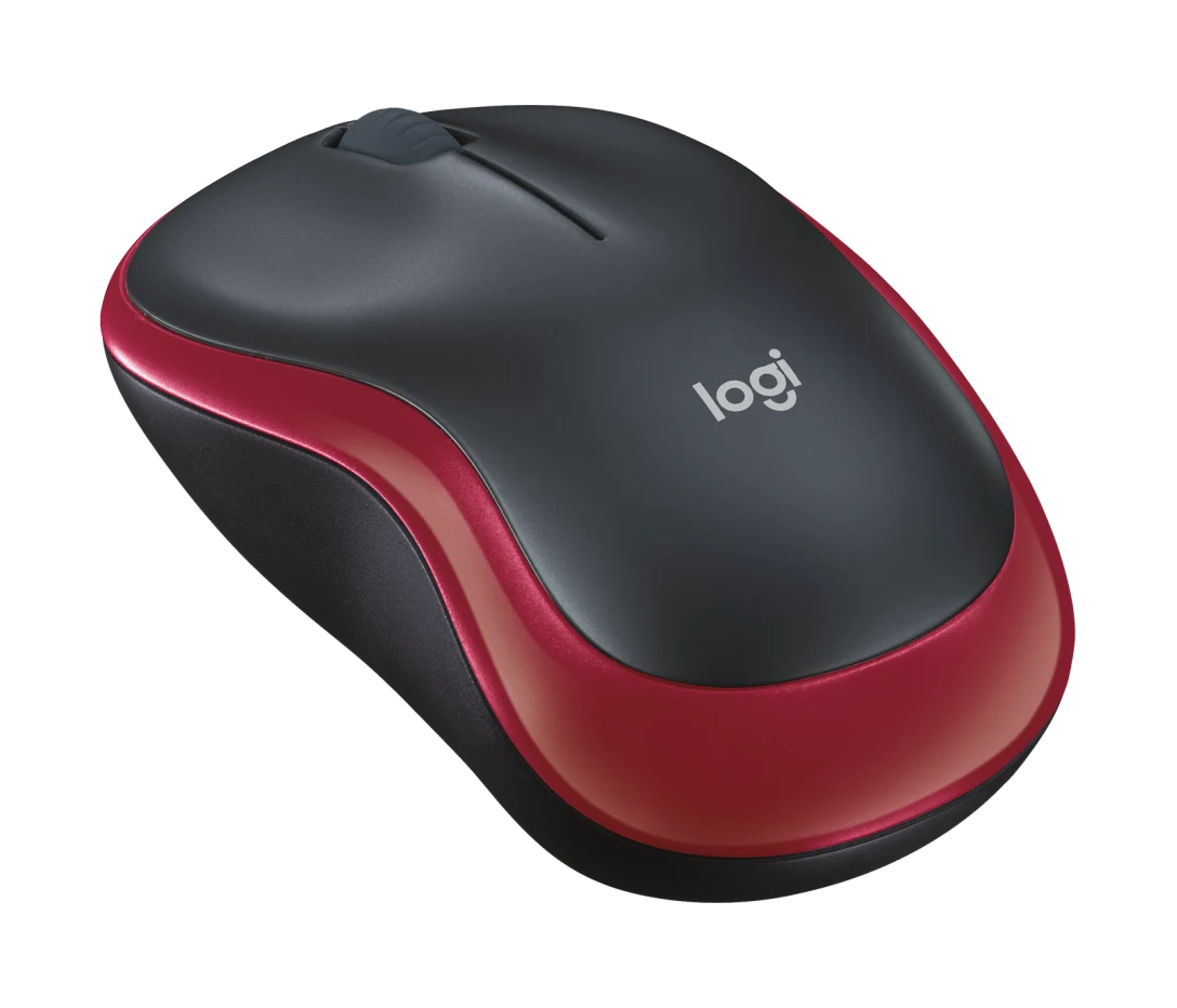 Logitech M185 wireless mouse with compact ergonomic design, featuring smooth tracking, reliable 2.4GHz wireless connectivity, and a plug-and-play USB receiver.