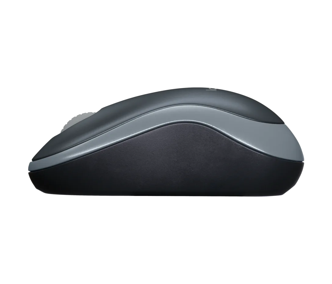 Logitech M185 wireless mouse with compact ergonomic design, featuring smooth tracking, reliable 2.4GHz wireless connectivity, and a plug-and-play USB receiver.