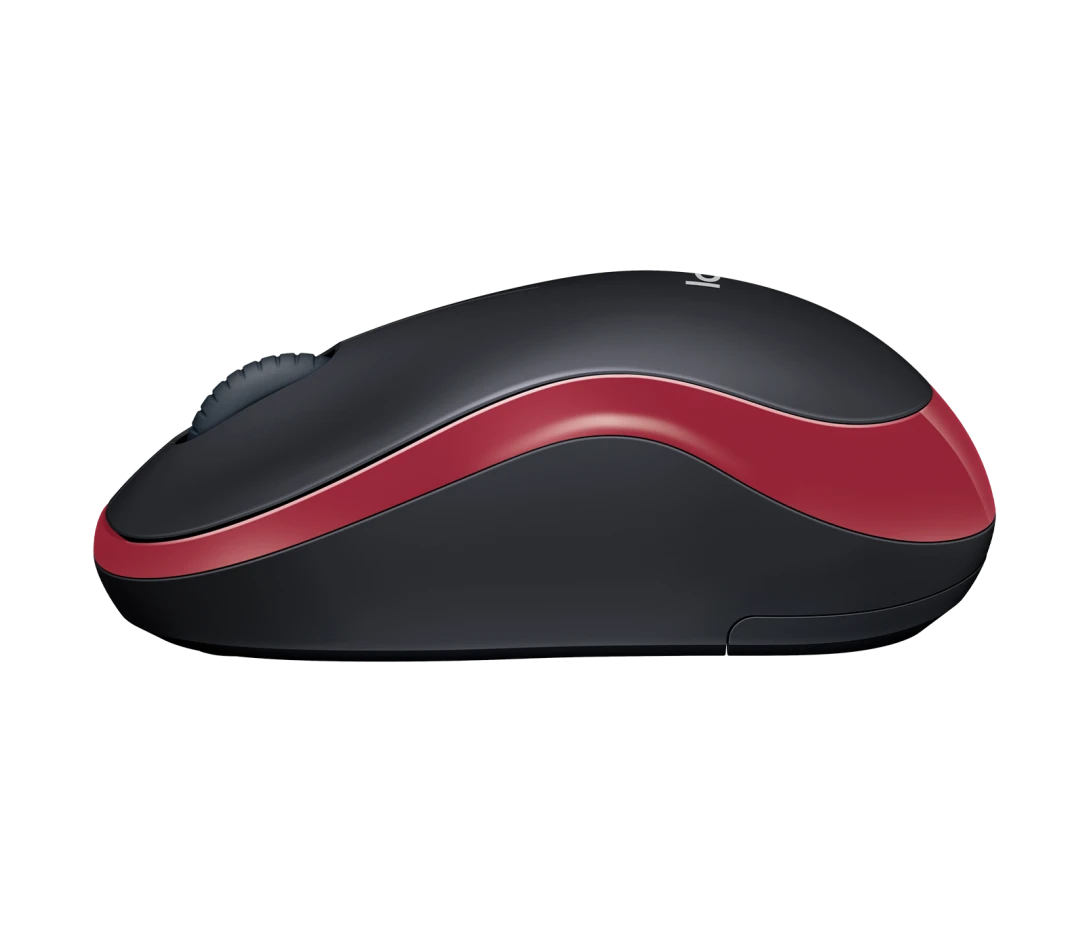 Logitech M185 wireless mouse with compact ergonomic design, featuring smooth tracking, reliable 2.4GHz wireless connectivity, and a plug-and-play USB receiver.