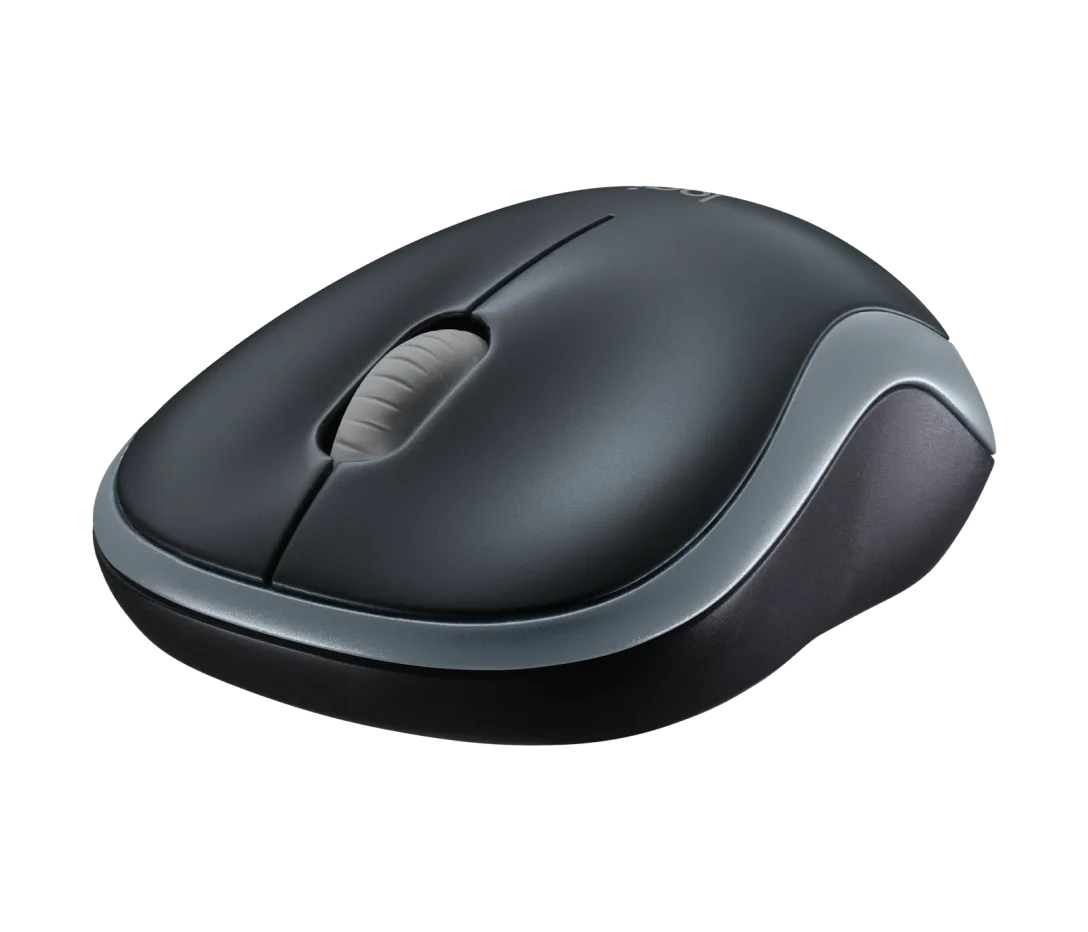 Logitech M185 wireless mouse with compact ergonomic design, featuring smooth tracking, reliable 2.4GHz wireless connectivity, and a plug-and-play USB receiver.