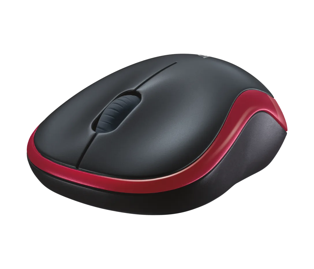 Logitech M185 wireless mouse with compact ergonomic design, featuring smooth tracking, reliable 2.4GHz wireless connectivity, and a plug-and-play USB receiver.